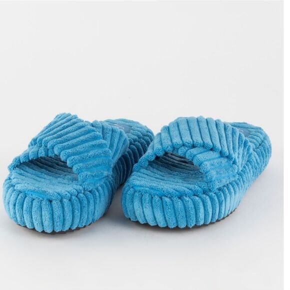 Free People Ibiza Terry Slide Sandal- Blue - Picture 1 of 10